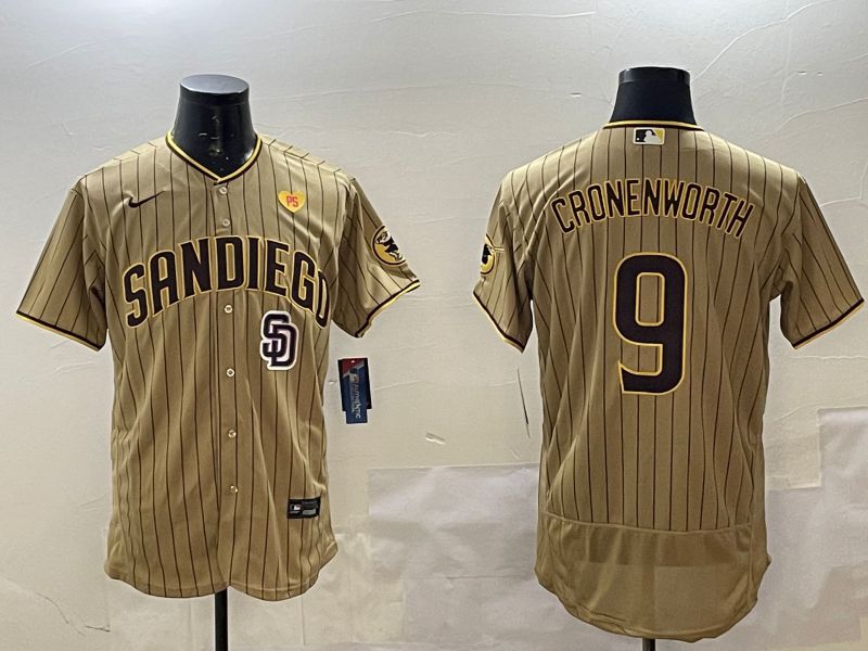 Men San Diego Padres #9 Cronenworth Brown Stripe Elite 2025 Nike MLB Jersey style 11
